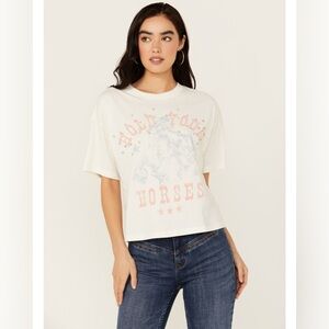 Youth in Revolt Women’s Rhinestone Hold Your Horses Short Sleeve Graphic Tee/ L